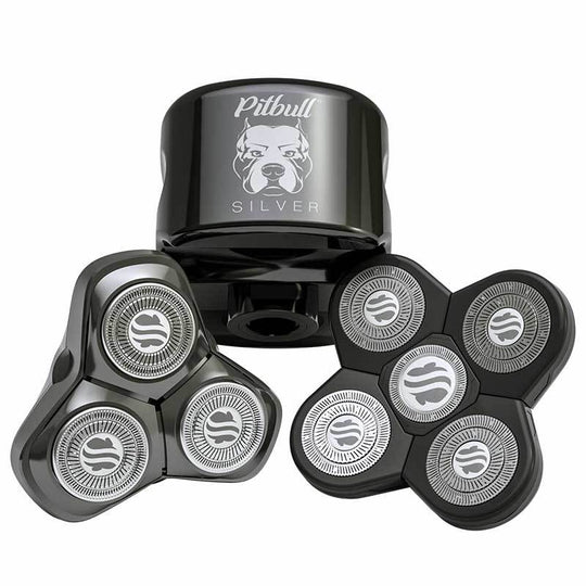 ピットブル　skull shaver　silver Pitbull Silver PRO Head and Face Shaver (USB Charging Cable